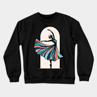 Ballet dancer with an elegant dress in the arch, dark background, ballet dance pose, Vector Crewneck Sweatshirt